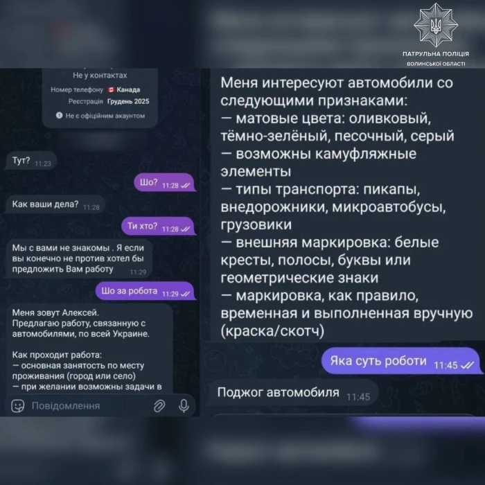 «Робота» з підпалом авто: у Луцьку росіяни намагалися завербувати школяра «Робота» з підпалом авто: у Луцьку росіяни намагалися завербувати школяра